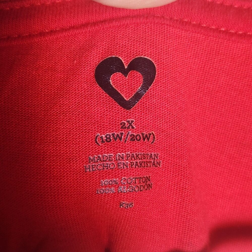 Womens Plus 2X 18W/20W Red Cotton Knit V-Neck Graphic Tee Love Grandma GTTG6135G - Picture 3 of 7